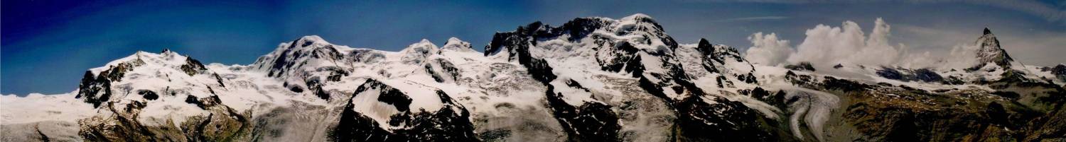 Panorama of the Walliser Alps (South) from the Gornergrat